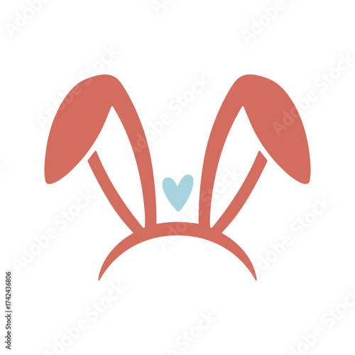 A festive hairband accessory with stylized rabbit ears and a heart is visible, commonly worn during easter celebrations and events.