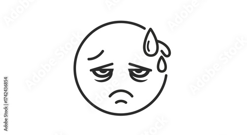 Sadness emoji reflecting frustration, stress, and emotional overwhelm depicted in a minimalist style