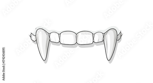 Sharp Fangs Illustration Representing Vampire Teeth for Halloween Themed Designs