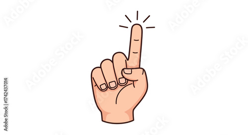 Illustrated hand with index finger pointing upwards suggesting an idea or direction