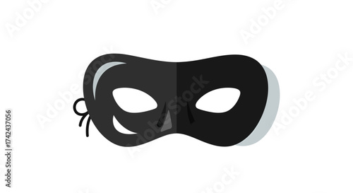Simple vector illustration of a classic black mask representing mystery and disguise