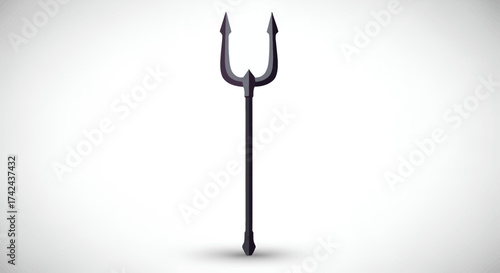 Stylized trident illustration against a clean white backdrop, suitable for thematic design or