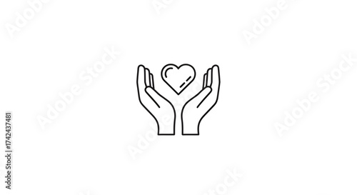 Symbolic representation of supportive hands cradling a heart as expression of care