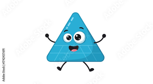 Joyful Azure Triangle Character with Expressive Eyes and a Cheerful Grin Animation