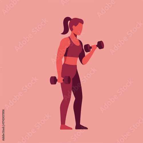 Person lifts dumbbells, exercising with weights in fitness attire