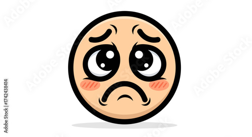 Sadness embodied an expressive cartoon emoji face displaying melancholy emotions isolated
