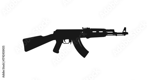 Silhouetted Assault Rifle Depiction Evoking Modern Warfare Themes and Design