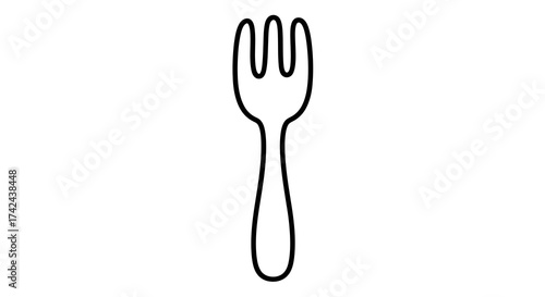 Simple outline illustration of a fork, isolated on white offering clean and minimalist eating
