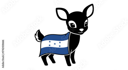 Stylized deer illustration with national flag draped symbolizing patriotism animal design