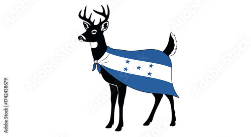 Stylized deer silhouette draped with a Honduran flag illustration graphic asset