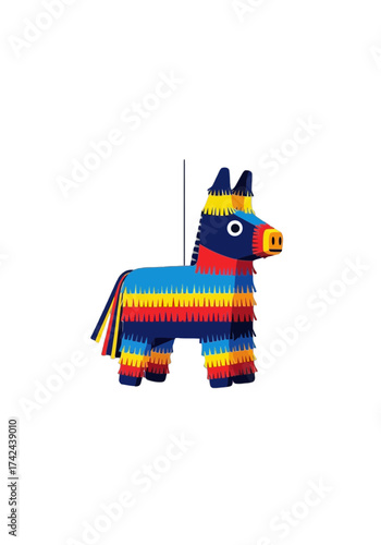 Bright Colorful Flat Vector Donkey Pinata Illustration