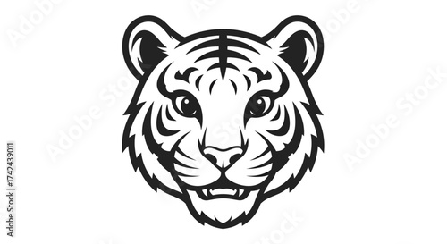 Stylized tiger face with bold outlines conveying power and classic elegance