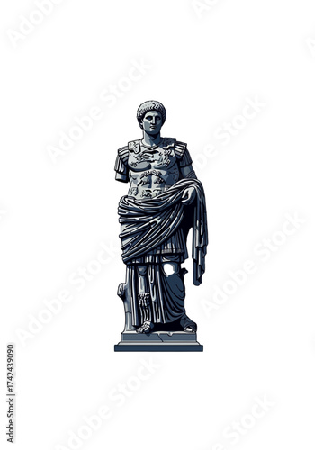 Classical Roman Emperor Statue Vector Illustration