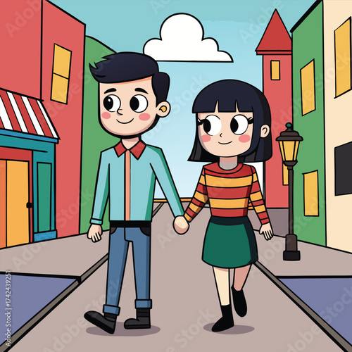 An couple Walking on a street 