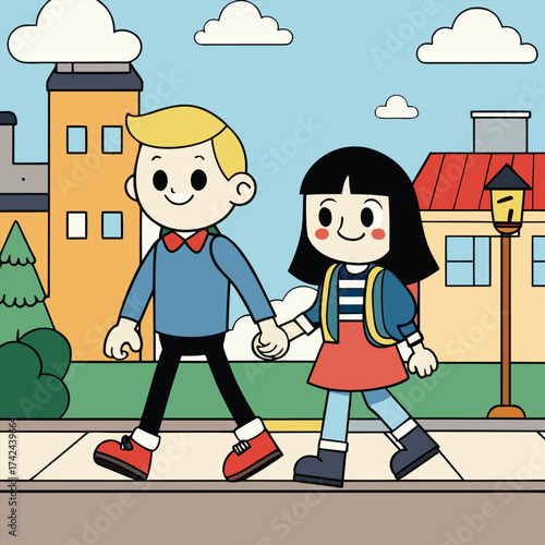 An couple Walking on a street 