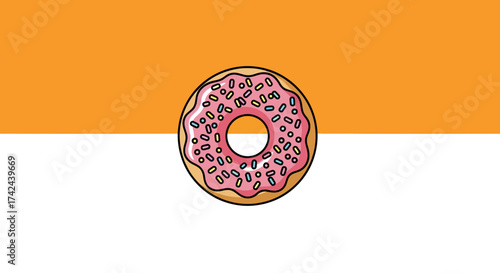 Whimsical donut illustration with sprinkled pink frosting against vibrant color backdrop