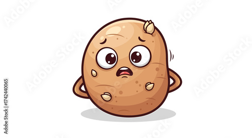 Worried cartoon potato character vector illustration on a white background