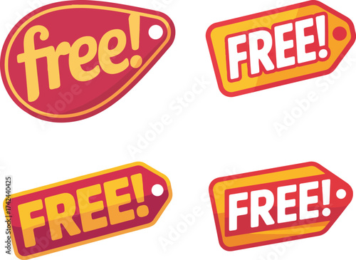Colorful Free Tag Vector Design Element Collection for Promotions