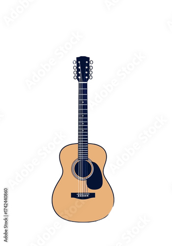 Flat Design Acoustic Guitar Music Instrument Vector Illustration