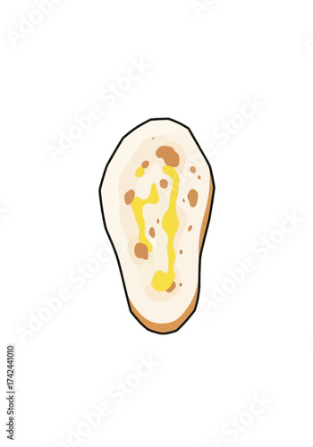 Flat Vector Illustration of Traditional Indian Naan Bread