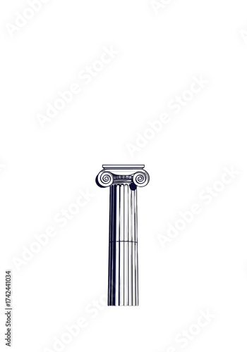 Classical Ionic Column Vector Illustration on Grey Background