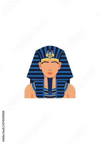 Flat Vector Illustration of an Ancient Egyptian Pharaoh