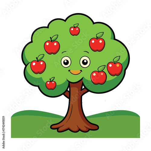 Apple cartoon tree