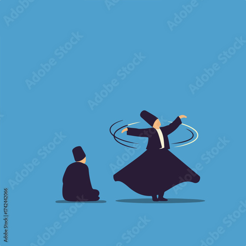 Whirling dervishes in stylized illustration