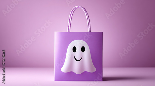 Purple bag with a ghost on it
