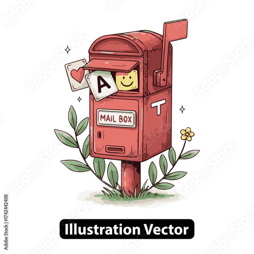 Whimsical Hand-Drawn Mailbox Delivering Heartfelt Messages and Joyful Correspondence in Rustic Charm