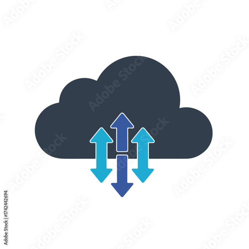 Dark cloud with three upward and downward pointing arrows