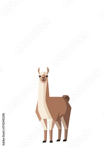 Cute Flat Geometric Llama Vector Illustration