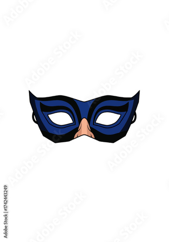 Flat Vector Blue Superhero or Masquerade Mask
