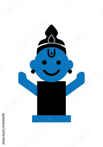 Cute Flat Minimalist Hindu God Icon Vector Illustration
