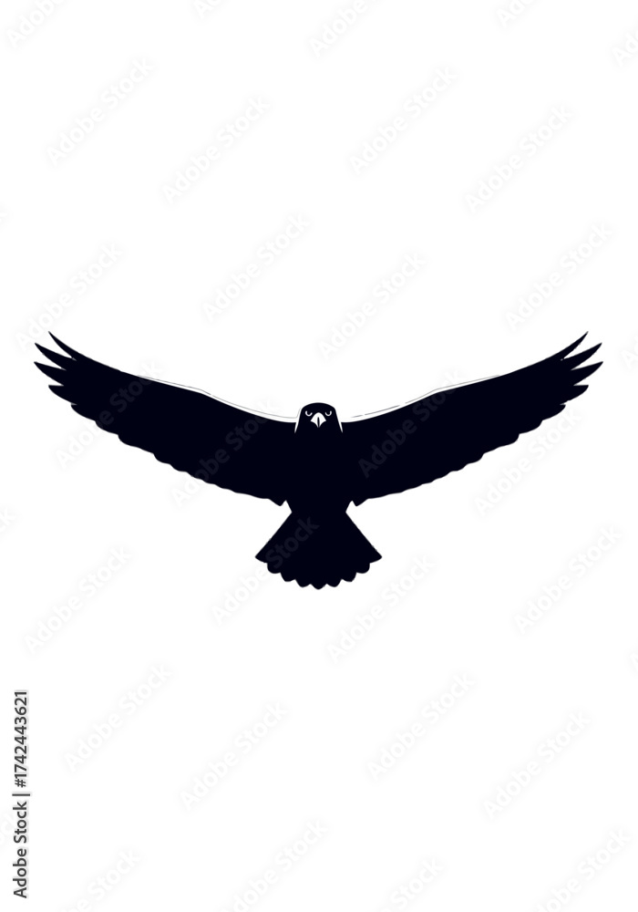 Fototapeta premium Flat Design Flying Bird of Prey Silhouette
