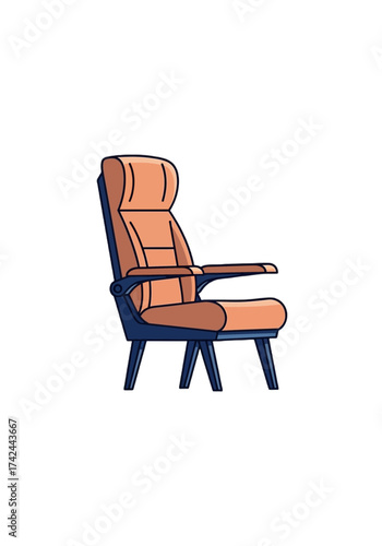 Flat Vector Illustration of a Comfortable Armchair