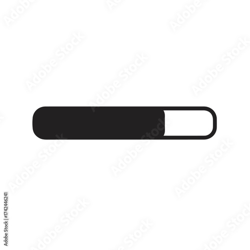 A black progress bar with a rounded left end and a white outline on the right