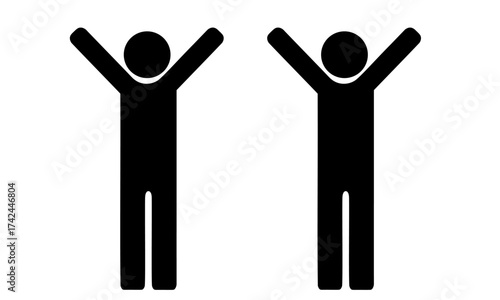 人物ピクトグラム　バンザイ　アイコン全身	