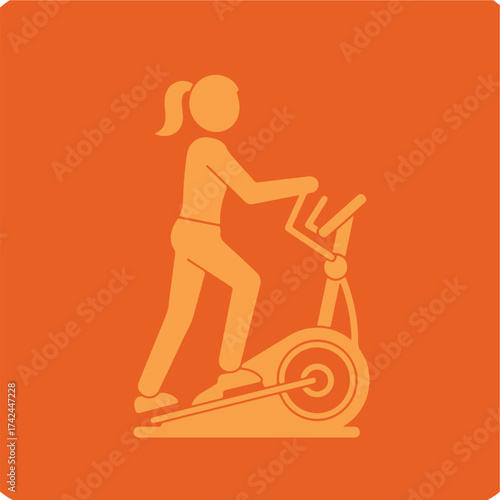 Stylized figure on an elliptical trainer