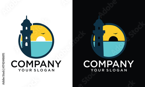 Creative Lighthouse Mercusuar Vector Logo Template 