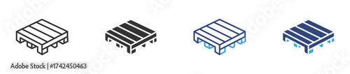 Pallet icon set in outline and flat style, vector illustration ,