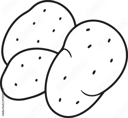 Simple outline drawing of three potatoes on a white background