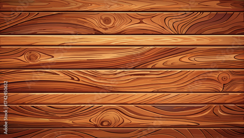 Elegant wood plank wall texture, rich brown color, clean vector lines, smooth grain details, ideal for vintage posters, furniture mockups, and architectural background concepts.