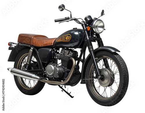 Classic Vintage Motorcycle with Retro Styling PNG