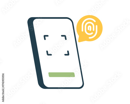 Biometric Authentication Illustration, Fingerprint and Face ID Security on Smartphone