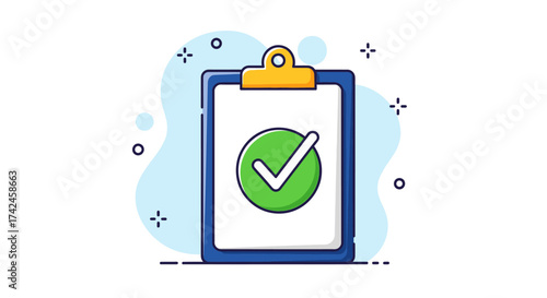 Clipboard with verification mark symbolizing approval and completion of tasks concept
