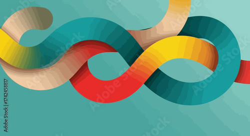 Dynamic interplay of vibrant ribbons creating a sense of continuous flow and connection