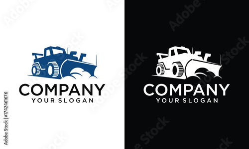 Creative Skid steer landscaping logo vector for construction company. Vehicle equipment template vector illustration for your brand.