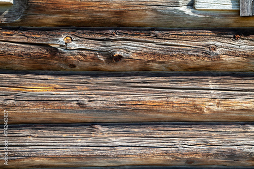 Texture of Old Weathered Log Cabin Wall