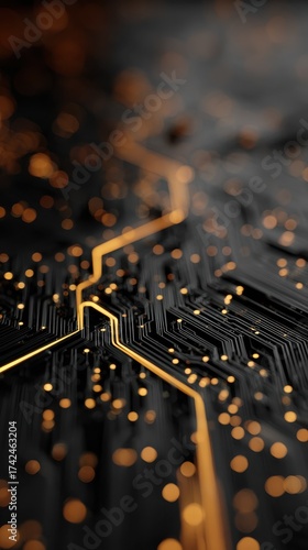 Futuristic circuit board background with glowing technology lines and modern digital technology pattern for innovation and artificial intelligence technology design concept